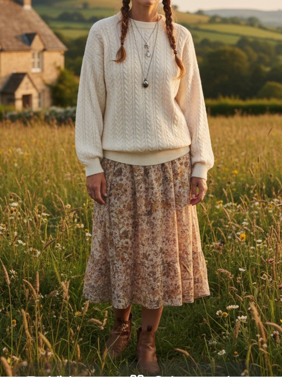 Vintage Sweaters - Vintage Knit Boho Festival Grandma Cottagecore White Oversized Sweater Large